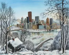 Robert R. Young, Golden Triangle in Winter, circa 1950s, watercolor
