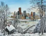 Robert R. Young, Golden Triangle in Winter, circa 1950s, watercolor
