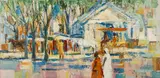Ítalo Botti, (American, 1923-2003), Town Square, undated, oil on canvas