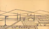Bernard Buffet, Landscape with Gallows, 1951, graphite on tracing paper