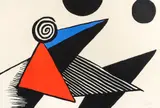 Bonnet Phrygien et Barres de Feu [aka Spiral and Red Triangle], 1969, color by Alexander Calder, lithograph on wove paper, offered Apr 2023