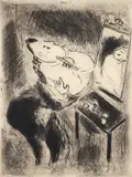 Marc Chagall, Tchitchikov se Rase [Chichikov Shaves Himself]