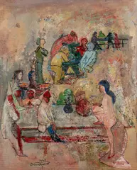 Figure Study in the Park by Frank Dininno, 1962, oil and mixed media on canvasboard, offered Apr 2023