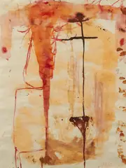 Junkie by Anton Henning, 1989, watercolor and mixed media on paper, offered Apr 2023