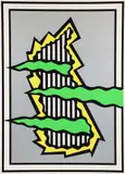 Nicholas Krushenick, Blue Hill, 1980, silkscreen printed in four colors on Somerset paper, pencil