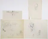 Louis Lozowick, Four assorted drawings incl., Astronauts, V. Fair Sept 1937 Studies, Eagle and Head Study
