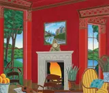 Thomas McKnight, Red Room With Guitar, 1987, serigraph printed in colors