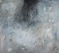 Untitled Abstract by Ron Romano, acrylic and mixed media on canvas, offered Apr 2023