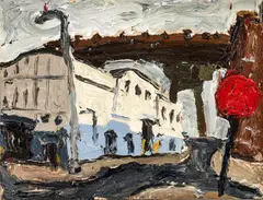 Red Hook (Brooklyn) #44 by Arnold Sharrad, 2007, oil and heavy impasto on artist's board, offered Apr 2023