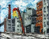 Arnold Sharrad, Red Hook (Brooklyn), 2001, oil and heavy impasto on artist's board