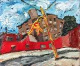 Arnold Sharrad, Red Hook (Brooklyn), 2001, oil and heavy impasto on artist's board