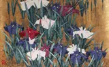 Kazutoshi Sugiura, Iris, #120, 1995, silkscreen printed on a ground of gold leaf