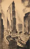 Nat Lowell, Rockefeller Center, 1935, etching