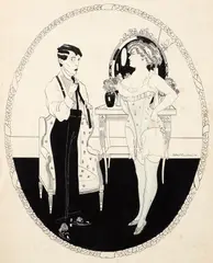 Umberto Brunelleschi, Man and Sex Worker, pen and ink illustration