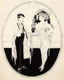 Umberto Brunelleschi, Man and Sex Worker, pen and ink illustration