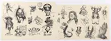 Nick Bubash, 2 Sheets of Tattoo Flash, c.2004, lithograph on wove paper, uncolored as issued