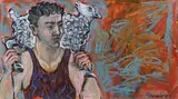 Frank Harris, Untitled Man and Lamb, 1987, acrylic painting on paper