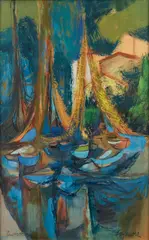 Fay Moore, San Fruttuoso, c.1960s, gouache and pastel on paper