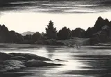 Thomas Willoughby Nason, Deer Isle, Maine, 1941, woodcut on thin paper