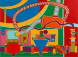 Clayton Pond, The Working End of My Gas Space Heater, 1975, serigraph printed in colors