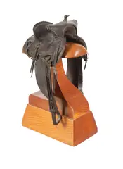 Untitled by High Back Colt Breaking Saddle, bronze, offered Jan 2024