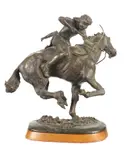 Rider With Bow by Owen D. Mort, bronze, offered Jan 2024