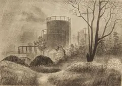 Edward Ferguson, Rain, lithograph, 1939