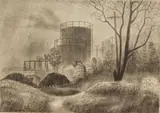 Edward Ferguson, Rain, lithograph, 1939