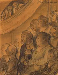 Don Freeman, Theater Audience, charcoal on paper