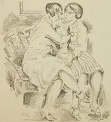 Emil Ganso, Sisters (Smith L-96), lithograph, 1928