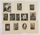 Henry J. Glintenkamp, Male portraits and Interior scenes with Figures- 11 prints along with Manhattan Construction - Radio City wood, engraving, each