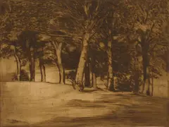 Edward Timothy Hurley, Trees in Eden Park, etching, 1914