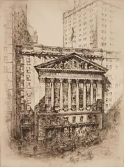 Anton Schütz, New York Stock Exchange, etching