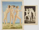 Jean Ulen, The Three Graces, watercolor on paper and etching, neither