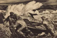 Robert von Neumann, Beaching the Dory, lithograph, 1944
