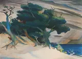Buell Whitehead, Summer Rain (Newsom pg. 65), lithograph in colors, 1946