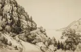 Ronau W. Woiceske, Storm King Highway: Hudson River, etching