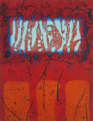 Tajima Hiroyuki, Red Work, etching in colors, 1979