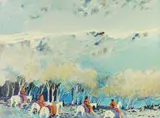 Earl Biss, Rainbow Warriors Wandering Through The Autumn, silkscreen in colors, 1987