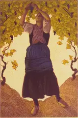 Ferdinand Andri, Winzerin, lithograph in colors, ca. 1905. 13 11/16 x 9 1/16"