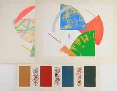 Untitled 2 silkscreens in color, 1972, both signed dated and numbered in pencil, editions of 65. 22 1/4 x 29 7/8" (sheet). Together with D. Jones- Untitled- by William Conlon, silkscreen in colors, 1973, offered Aug 2023