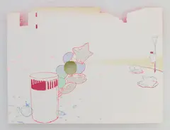 Levity by Amze Emmons, silkscreen in colors with laser cut elements, 2018, offered Aug 2023
