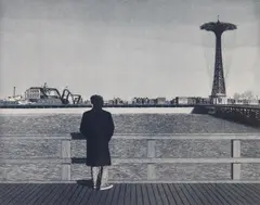 Max Ferguson, Coney Island Self-Portrait, etching and aquatint, 1991