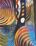 Karen Kunc, Wind Rush, woodcut in colors, 1992