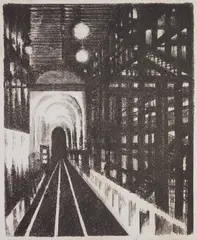 August Mosca, New York City Subway, lithograph, 1947