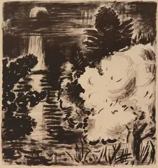 Karl Schrag, Flowering Tree - Moonlight, lithograph on Somerset paper, 1991