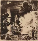 Karl Schrag, Flowering Tree - Moonlight, lithograph on Somerset paper, 1991