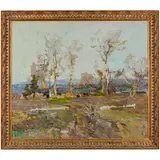 Alexandrovske, 1919 - Yalta, 1994 / Paesaggio con figure by Fedir Zakharovich Zakharov, oil on cardboard, offered Apr 2023