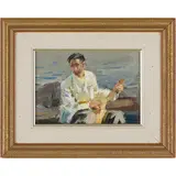 Danil Ivanovich Bezugly, Ivanivtsi, 1914 - Kiev, 1977 / Gorky con la chitarra / Firmato D I Bezugly in basso a sinistra