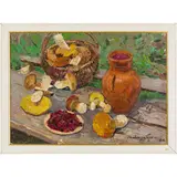 Lev Pavlovich Khodchenko, Shimanovka, 1912 - 1998 / Natura morta con funghi e bacche, 1964 / Firmato Khodchenko e datato 64 in in basso a destra, oil on cardboard